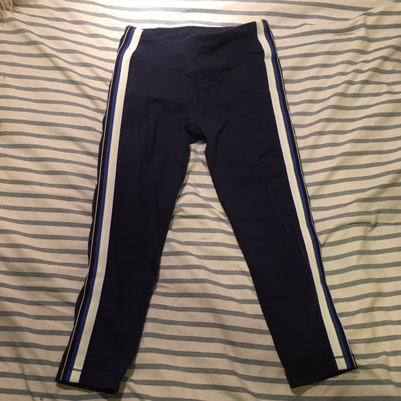 ATHLETA GIRL Navy leggings with stripes! - Picture 2 of 4